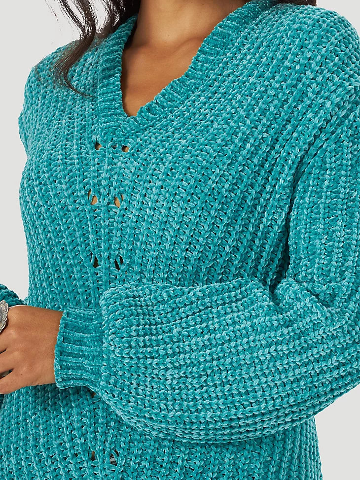 Alice Wrangler Comfy Sweater with v-neck teal color