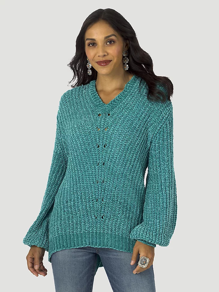 Alice Wrangler Comfy Sweater with v-neck teal color