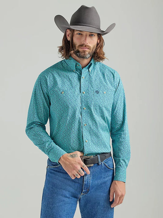 Wrangler George Strait Button Teal Flowers