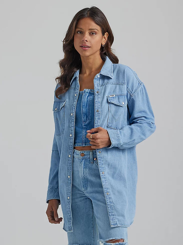 Wrangler Jada Oversized Denim Shirt – Wiseman's Western