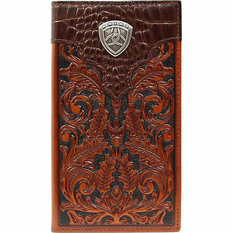 Ariat Men's Embossed Leather with Concho Rodeo Wallet