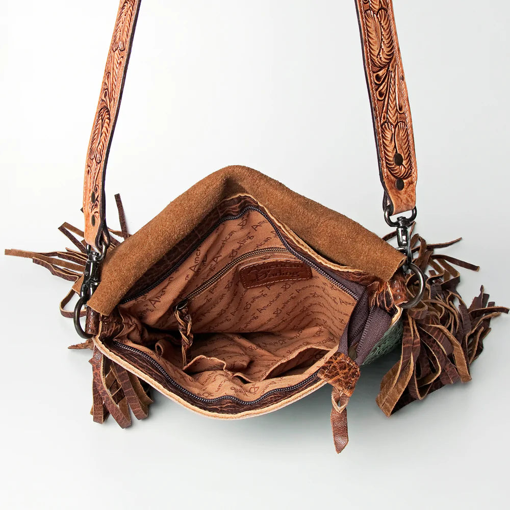 Saddle Tooled Turquoise Handbag