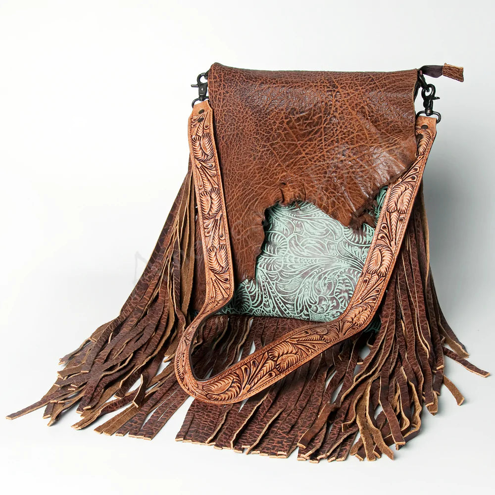 Saddle Tooled Turquoise Handbag