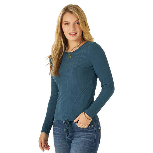 Final Sale ✨ Wrangler Willa Women's Blue Tie Knit Shirt