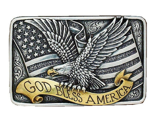 Eagle and flag belt buckle