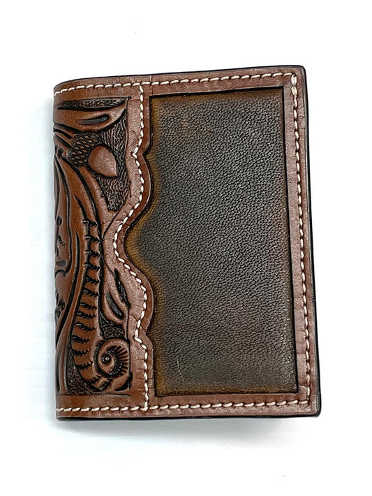 3D Men's Tooled Leather Tri-Fold Wallet