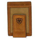 Ariat Brown Canvas & Leather Money Clip