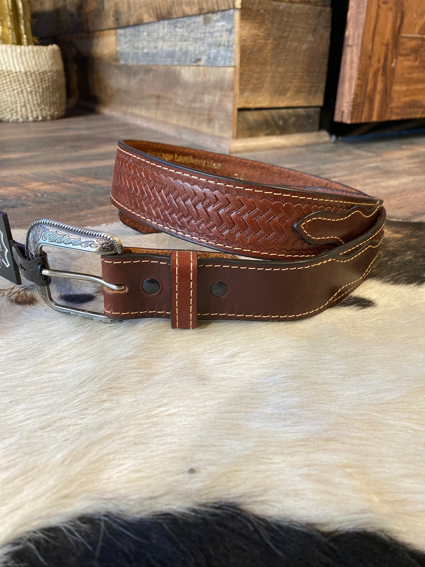 Heritage Leathers USA Weaved Brown Leather Belt