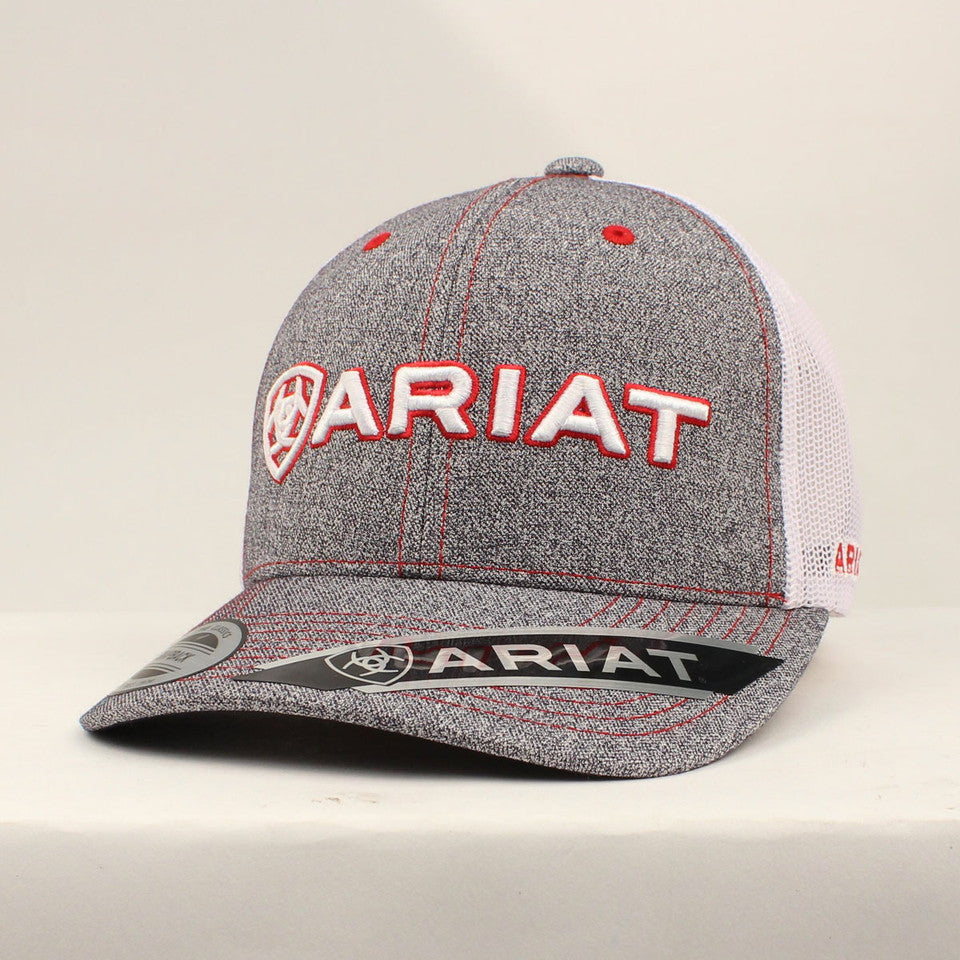 Ariat Heather Gray and Red Snap Back