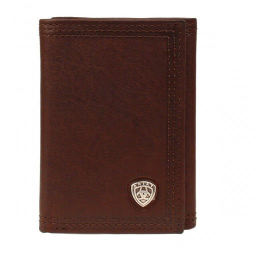 Ariat Men's Brown Leather Tri-Fold Wallet