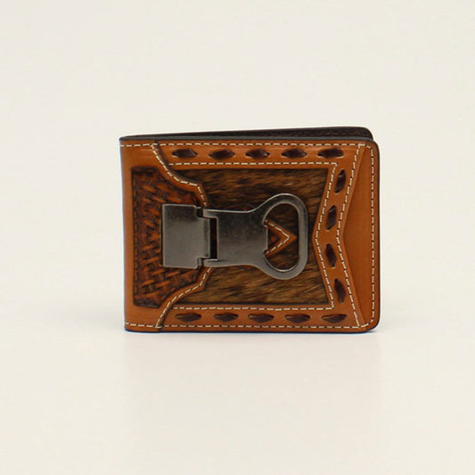 Ariat hair on hide money clip bi-fold wallet