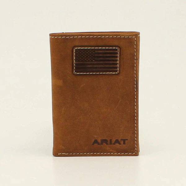 Ariat Men's Flag Patch Tri-Fold Wallet