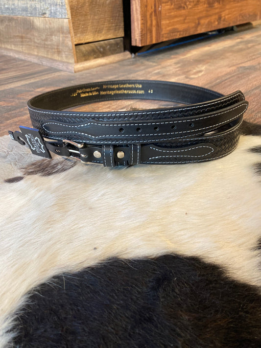 Heritage Leathers USA Black Leather Decor Belt