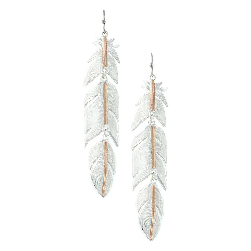 Rose Gold Plume Feather Earrings
