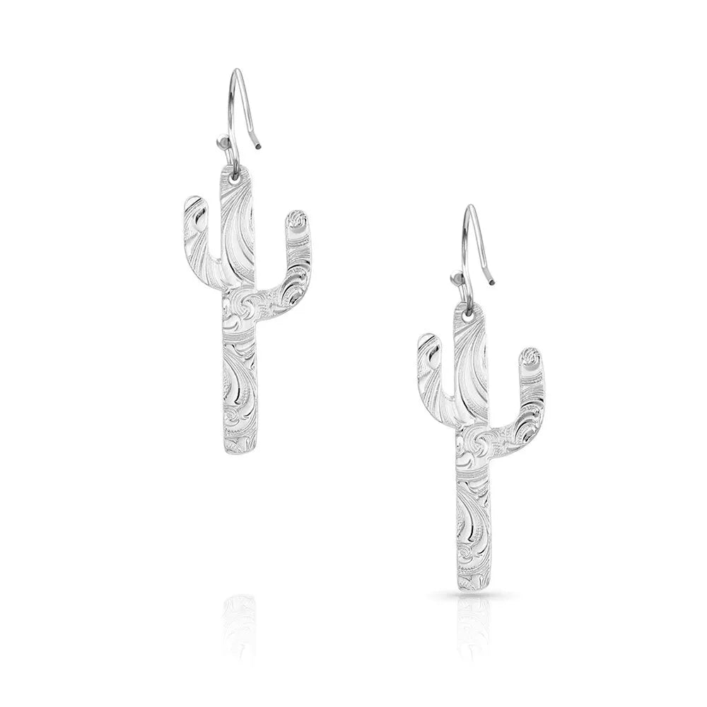 Hammered Silver Cactus Earrings