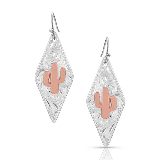 Two Tone Diamond Cactus Earrings