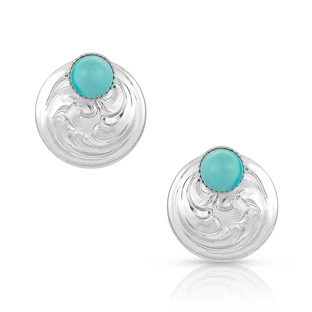Two Way Concho Turquoise Post Earrings