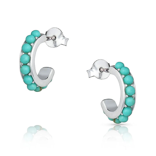 Studded In Turquoise Mini Hoop Earrings (Copy)