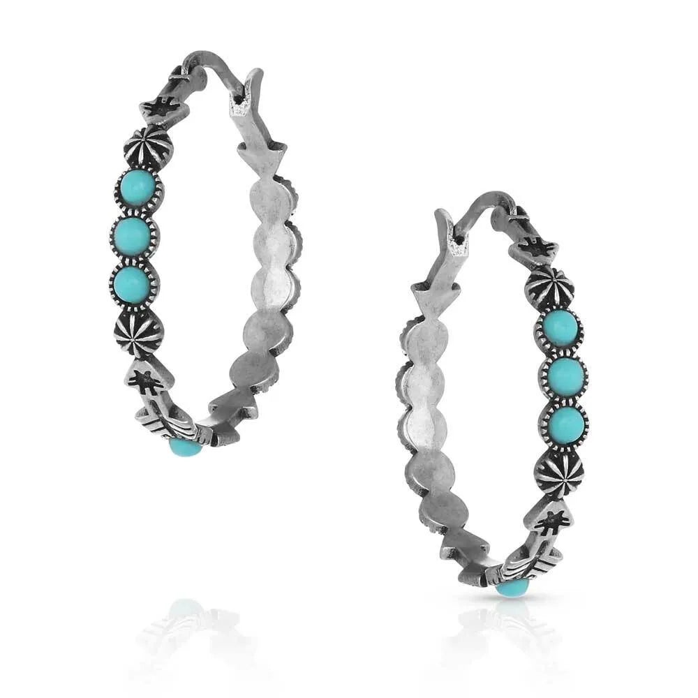 Round N Round Turquoise Hoop Earring