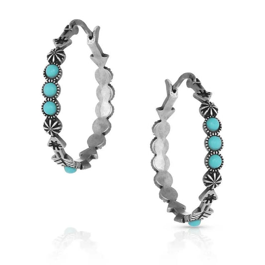 Round N Round Turquoise Hoop Earring