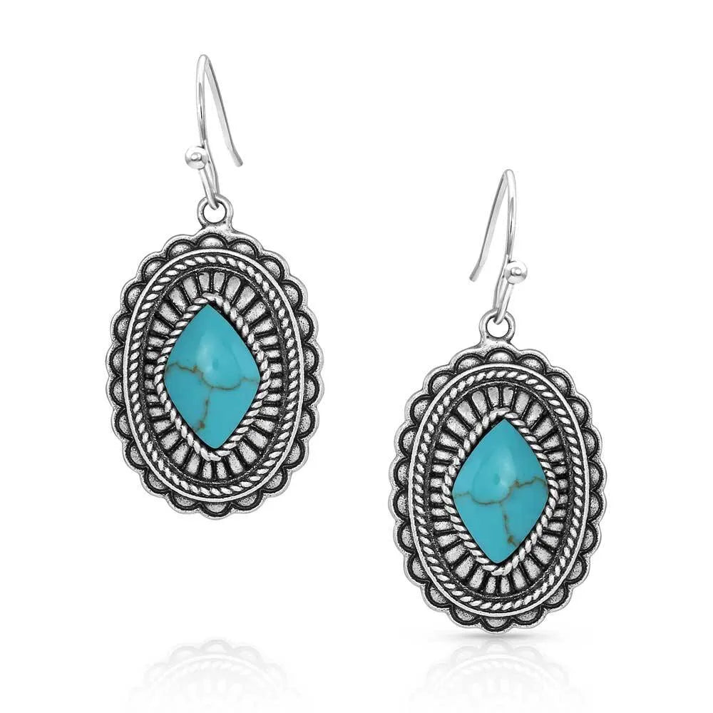 Turquoise Magic Stamped Pendant Earrings