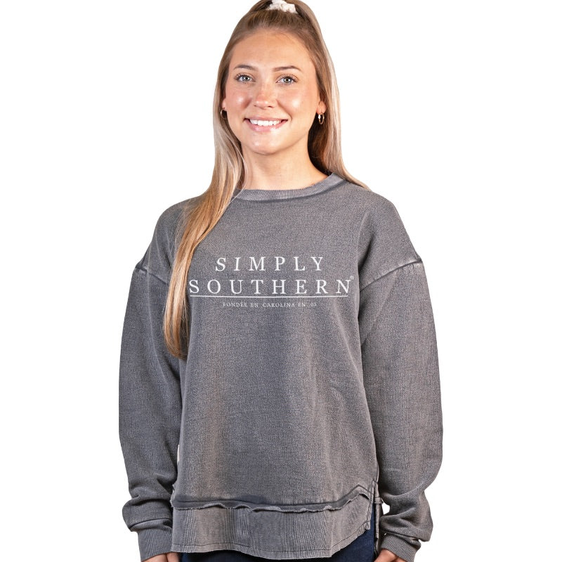 Final Sale  ✨ Simply Southern Fleece Crew Logo Heather Gray