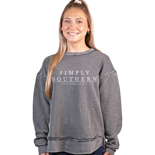 Final Sale  ✨ Simply Southern Fleece Crew Logo Heather Gray