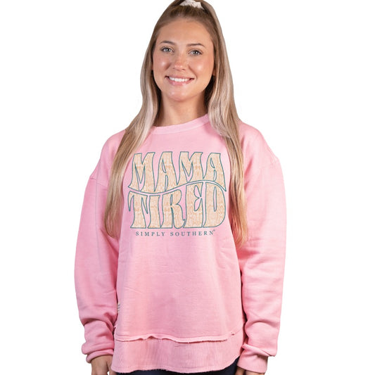 Final Sale  ✨ Simply Southern Fleece Crew Mama Tired Pink
