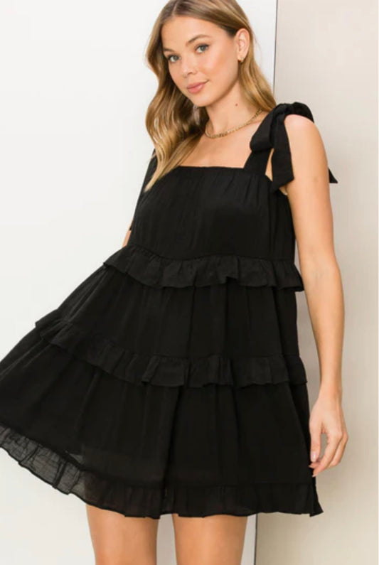 Willow Tie-Shoulder Ruffle Mini Dress
