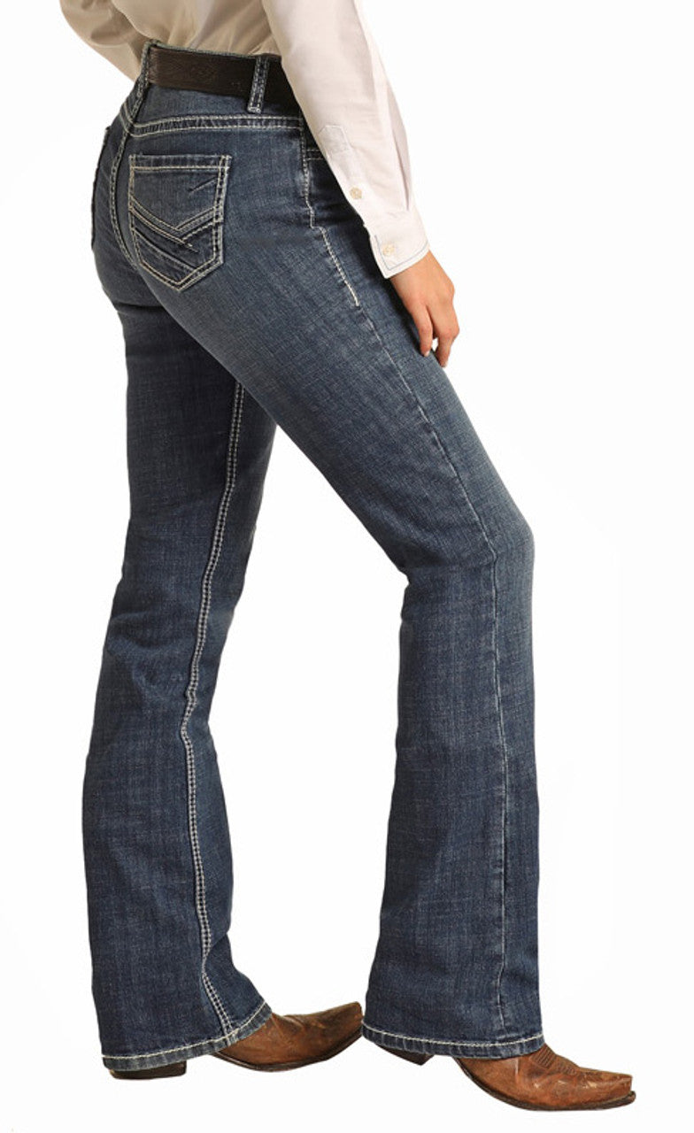 Mid Wash Bootcut Riding Jean stretch