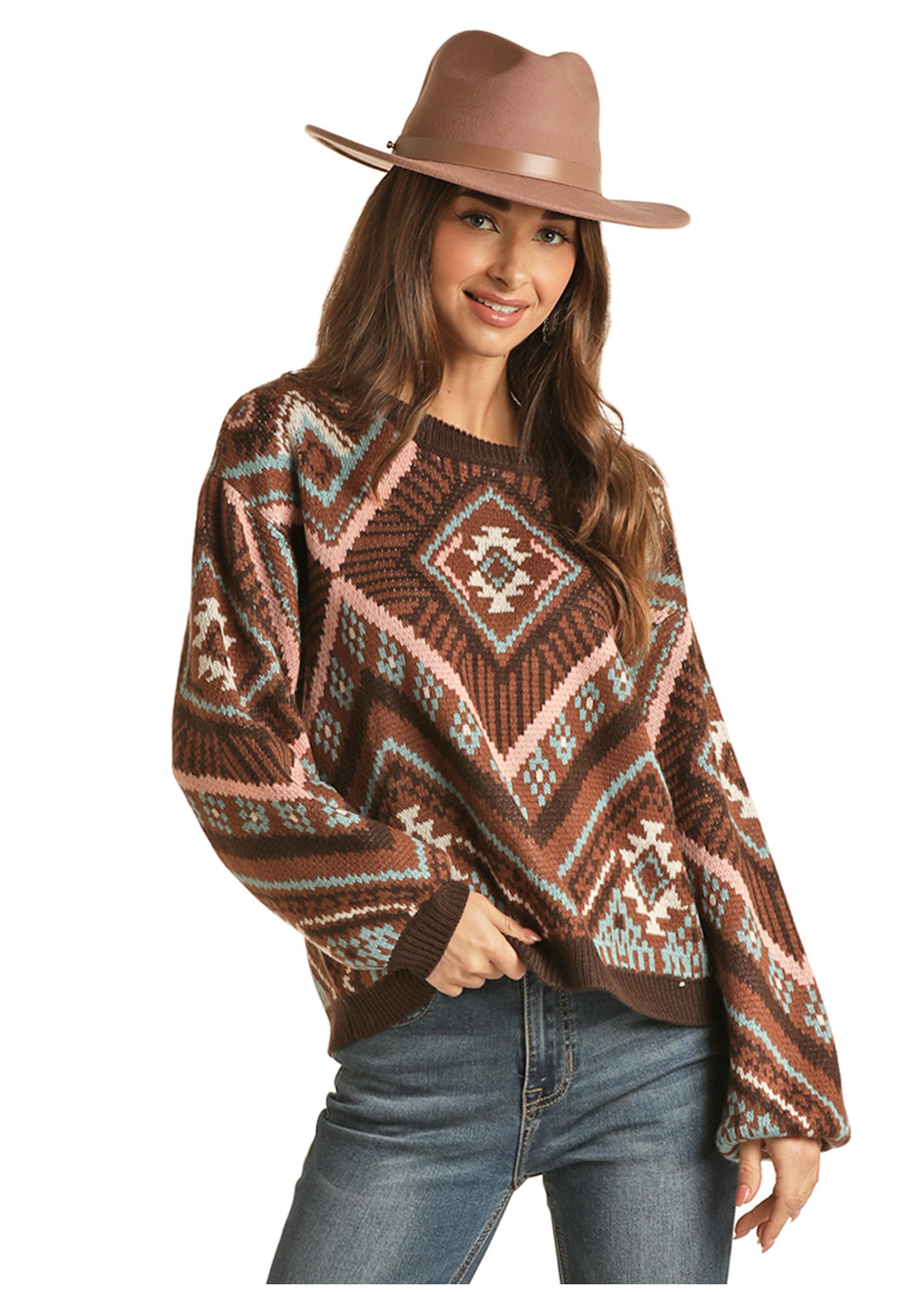 Final Sale  ✨ Diamond Chocolate Aztec Sweater