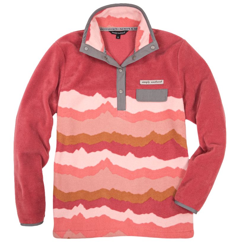 Final Sale ✨Simply Southern Ladies Fleece Pullover Pink Mountain