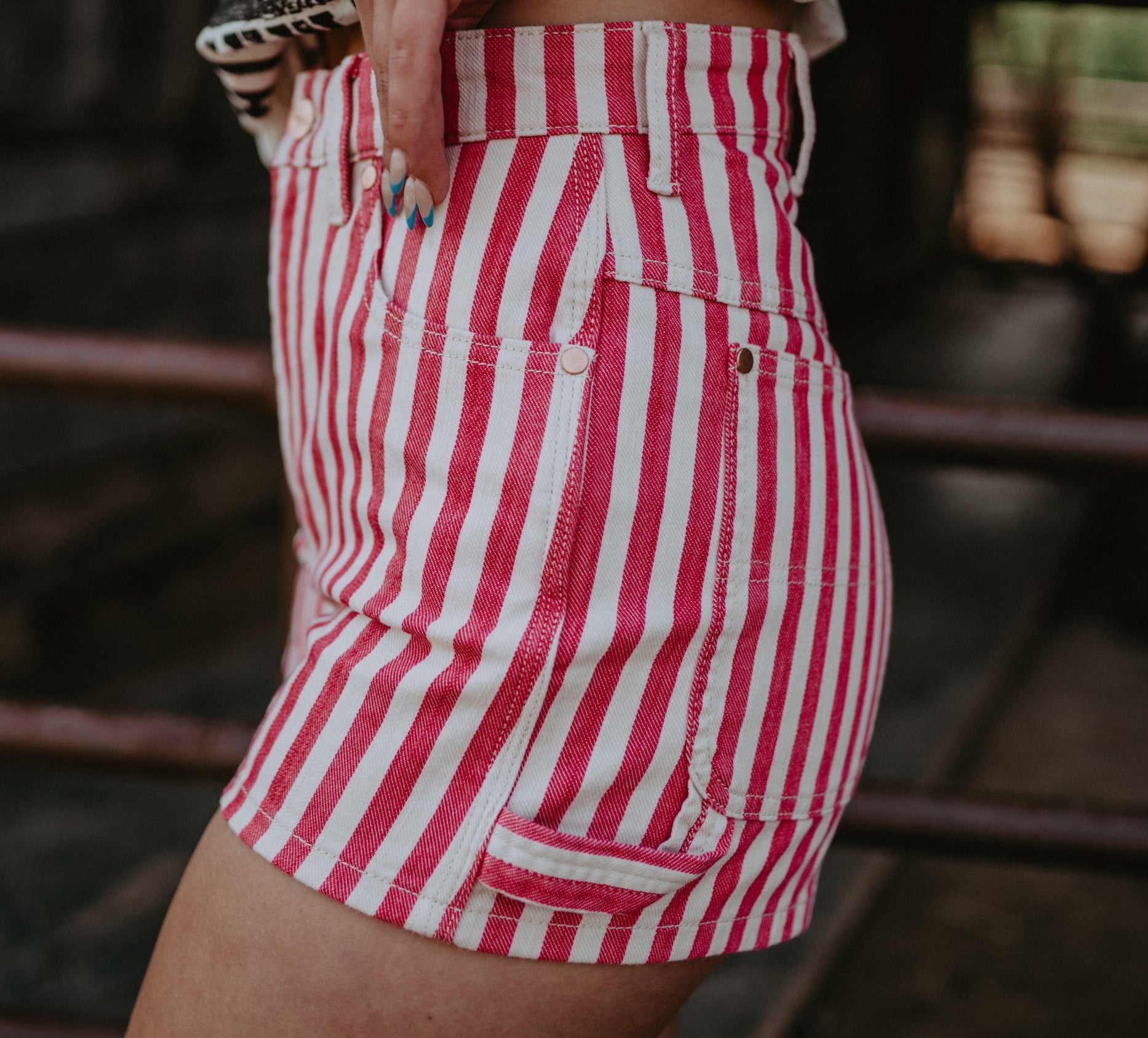 Wrangler Vintage Dolly Striped Shorts 112315530