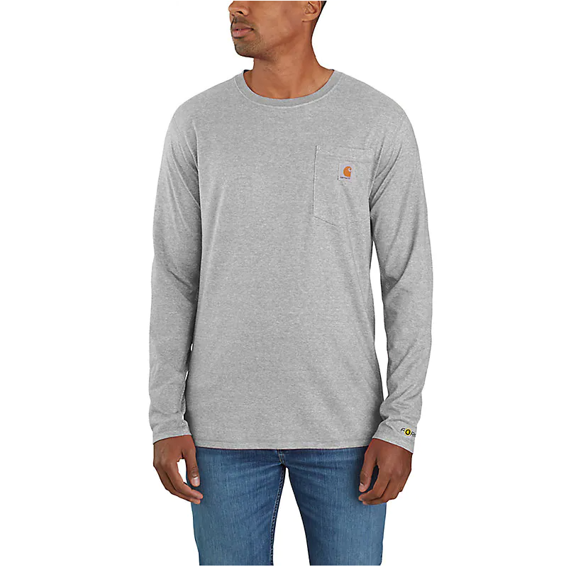 Carhartt Force Long  Sleeve Pocket T-Shirt Gray