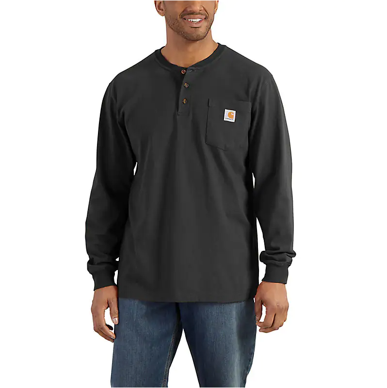 Carhartt Long Sleeve Henley T-Shirt Black