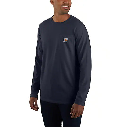 Carhartt Force Long  Sleeve Pocket T-Shirt Navy