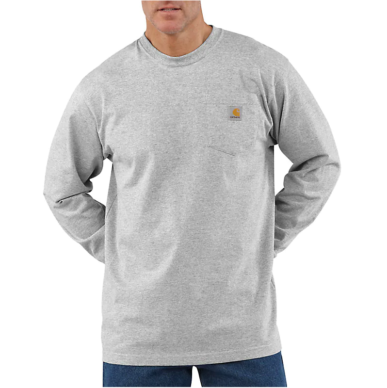 Carhartt Heavyweight Long  Sleeve Pocket T-Shirt Gray