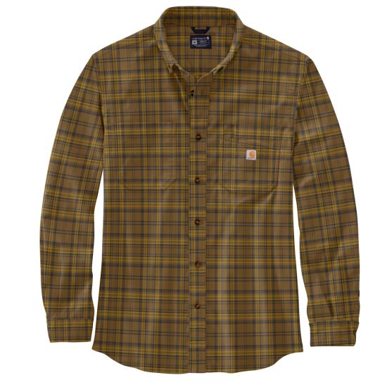 Carhartt Oak Midweight Flannel Long Sleeve Plaid Shirt