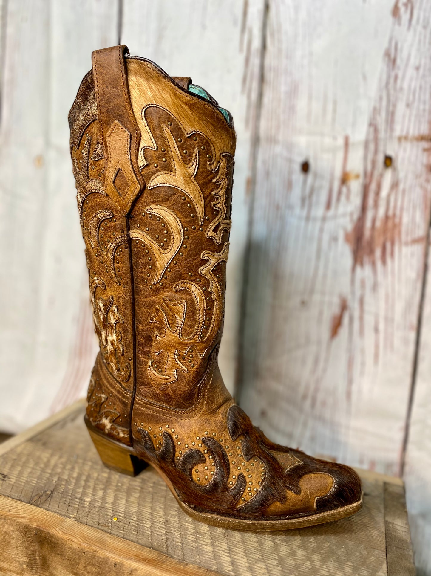 Wranglin’ Brown Cowhide Women's Boots