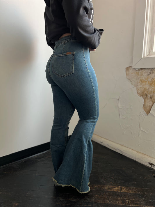 GRAPENT Womens Flare Jeans High Waisted Wide Leg Comoros