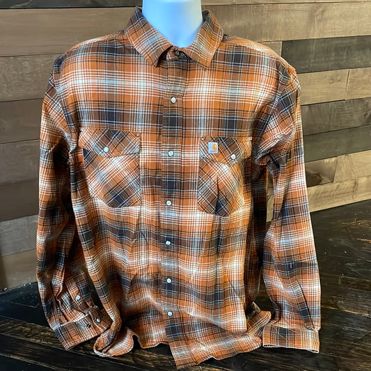 Almost Gone✨ Carhartt Rugged Flex  Flannel Long Sleeve Spice Plaid Shirt