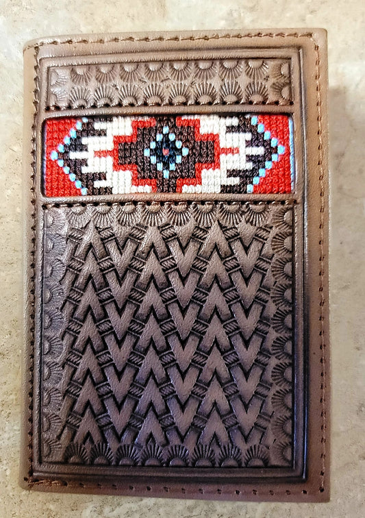 Ariat Tooled Aztec Leather Tri Fold