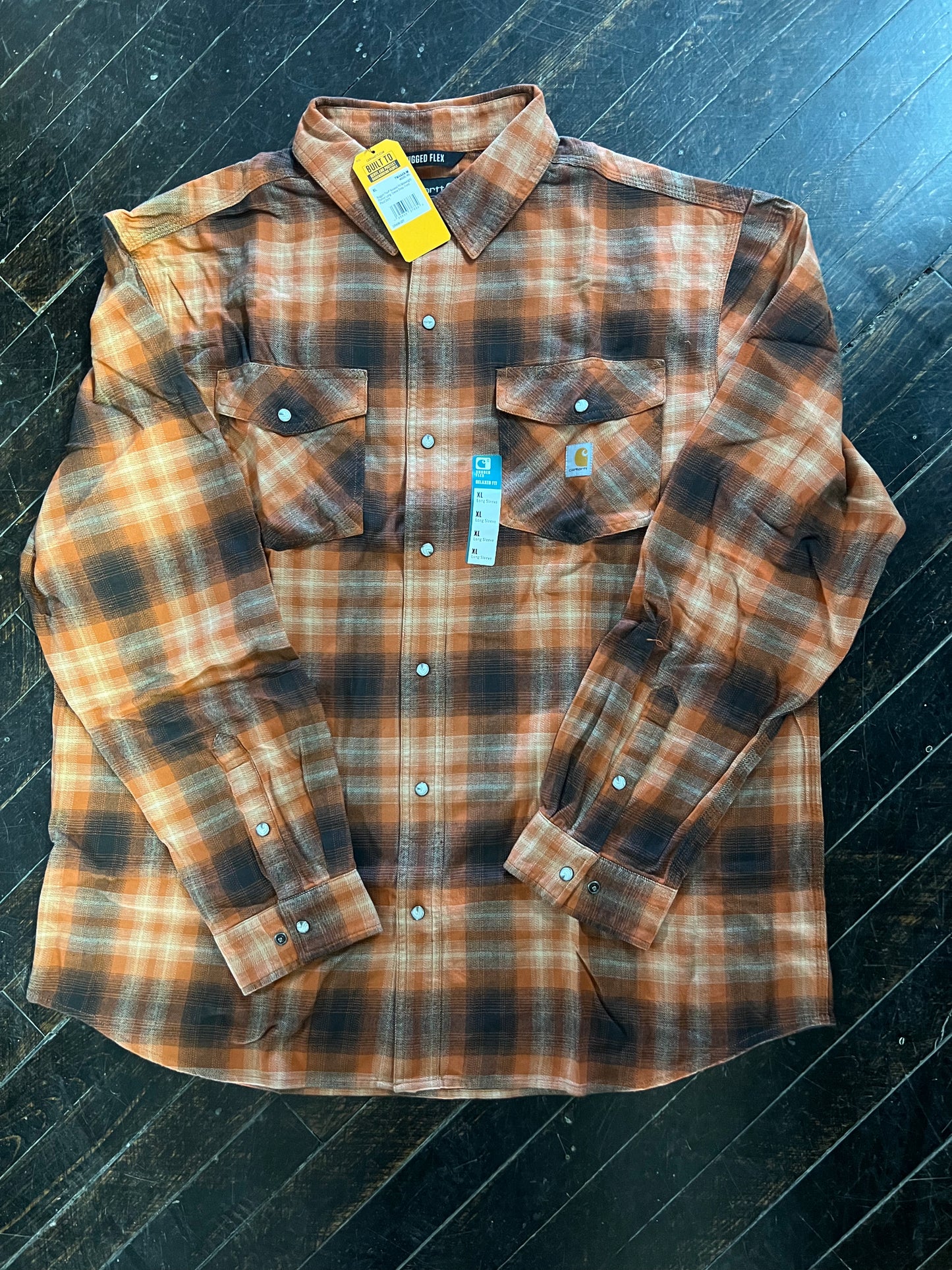 Last One ✨  Carhartt Jacob Rugged Flex Relaxed Fit Midweight Flannel Long-Sleeve Snap Up