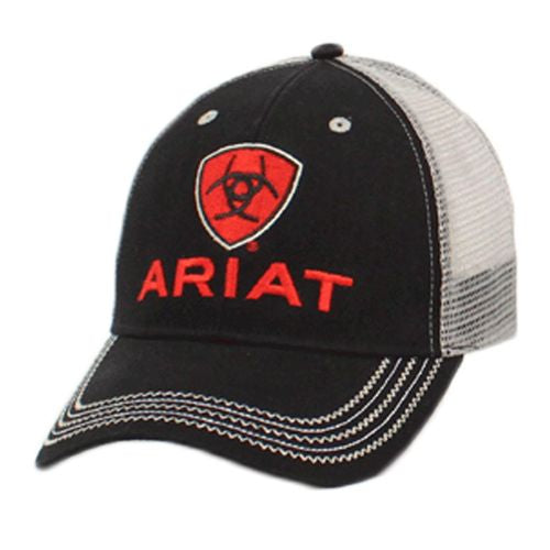 Ariat Black/Red Mesh Logo SnapBack