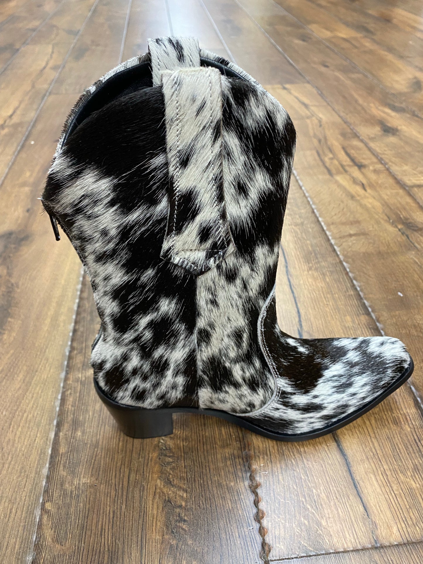 Agave sky salt and pepper hide on hair mid-calf made in Mexico boots