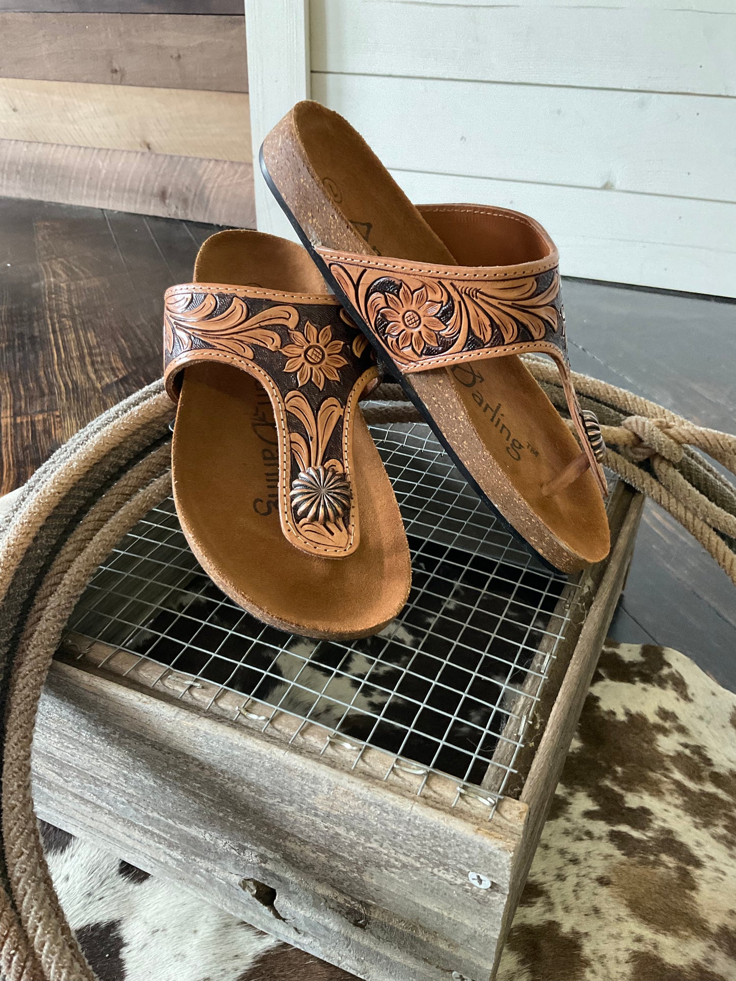 The Callie Tooled Leather Sandals