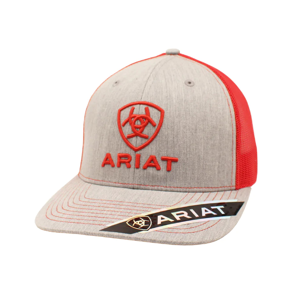 Ariat Grey/Red Logo SnapBack