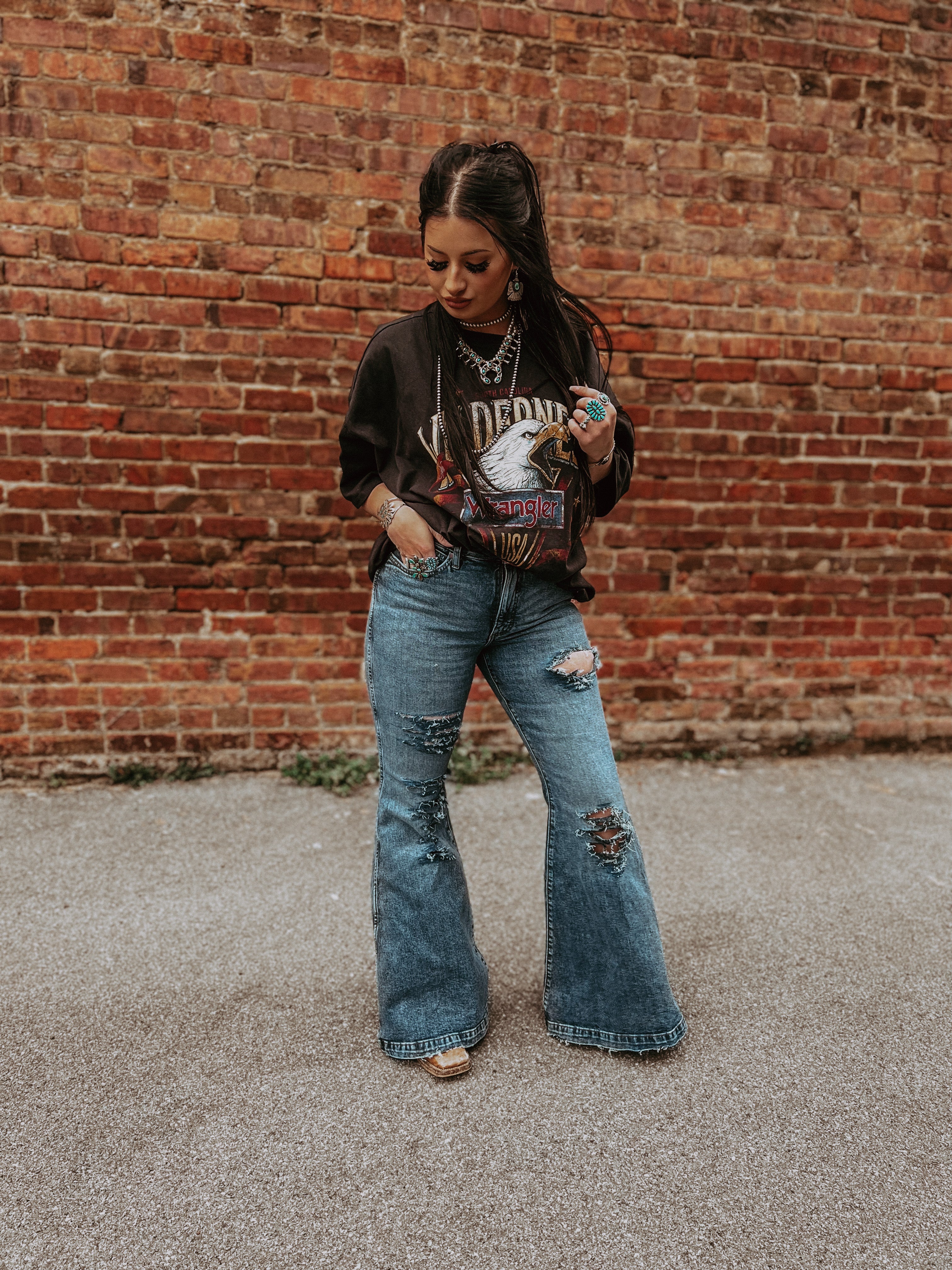 Distressed on sale bell bottoms