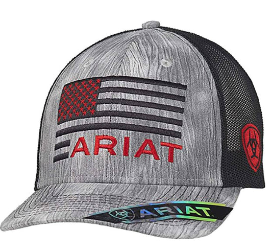 Ariat Weathered Grey American Flag SnapBack