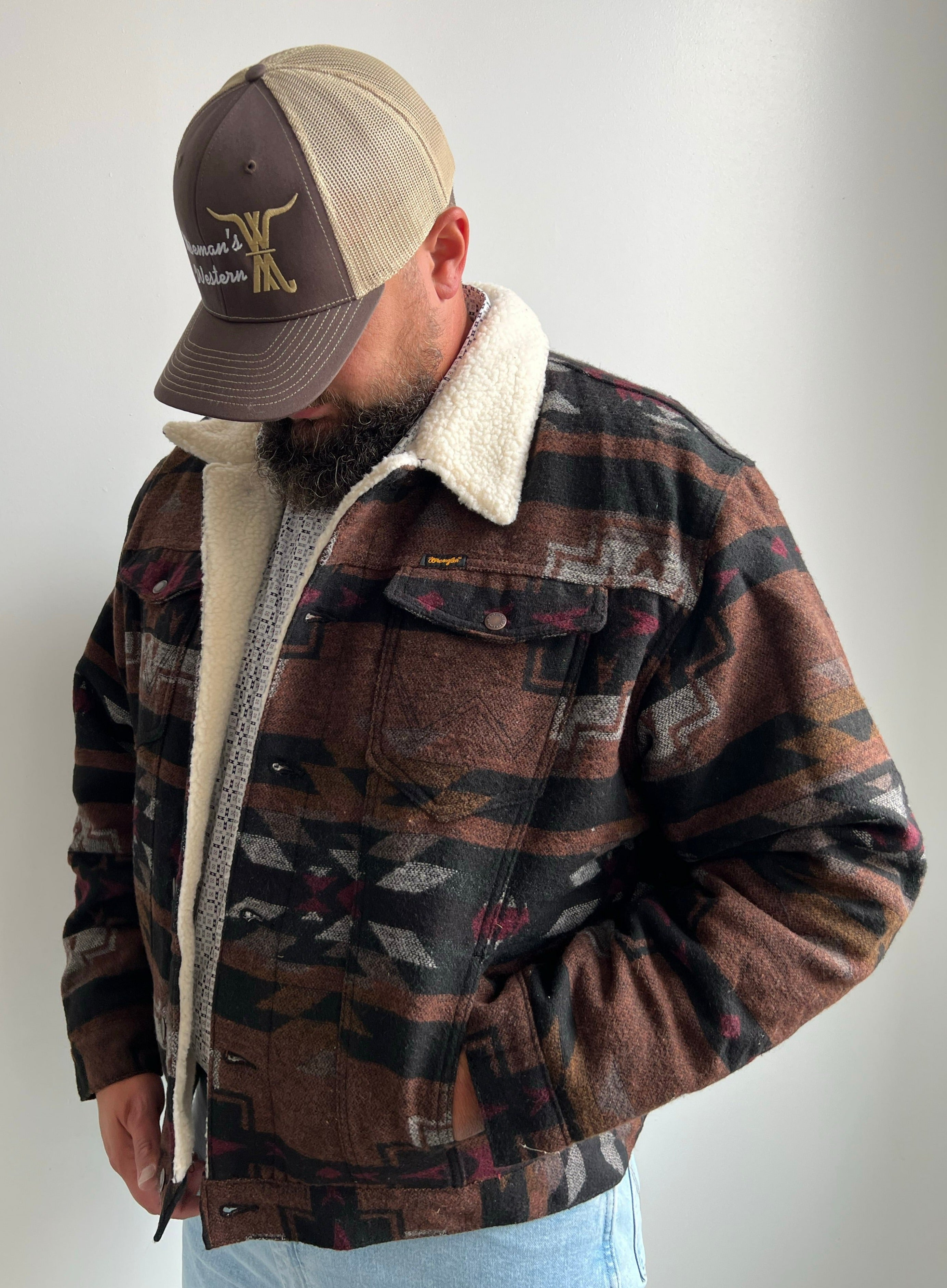 The Walker Aztec Wrangler Retro Sherpa Lined Jacket